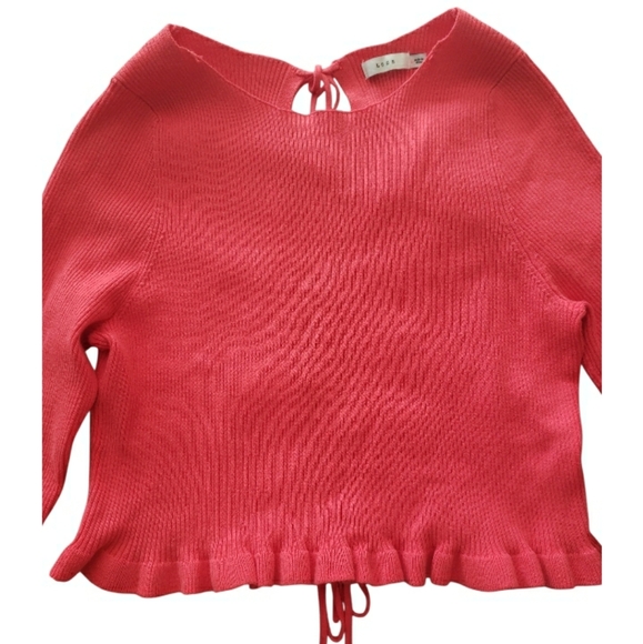 Lush Coral Knit Blouse with Ruffle Hem-L - Picture 1 of 6
